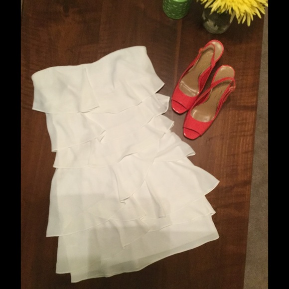 Strapless White BCBG Dress