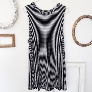Black and White Striped Trapeze Tank Dress