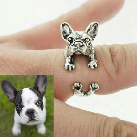 hello pawsh Jewelry - Realistic 3D French Bulldog Ring
