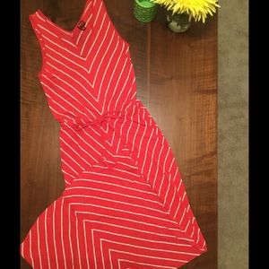 Red and White Maxi Dress