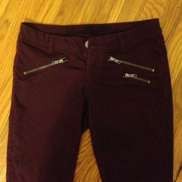 Burgundy Skinny Jeans - Picture 2 of 2