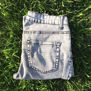 Gray acid wash high wasted jeans