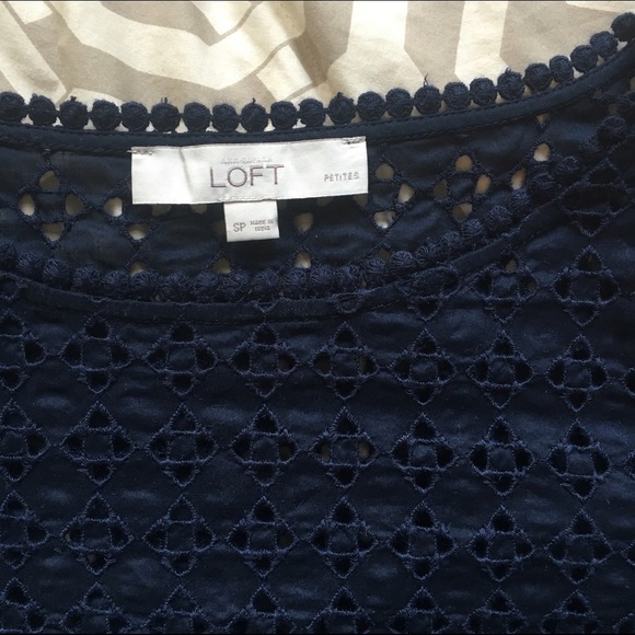 ⭐SALE NWOT LOFT Navy Eyelet Detail Shirt - Picture 3 of 4
