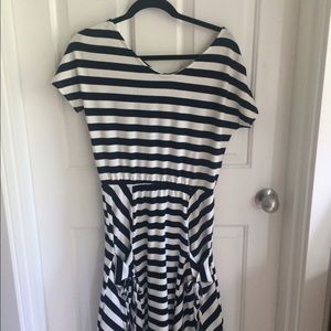 Shabby Apple Dress Navy and White Stripes
