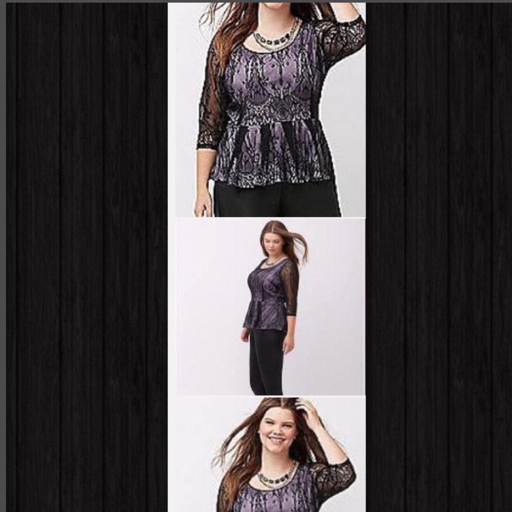Lane Bryant 14/16 Lace Black top 3/4 sleeves