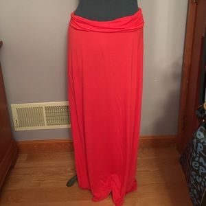 Red maxi skirt