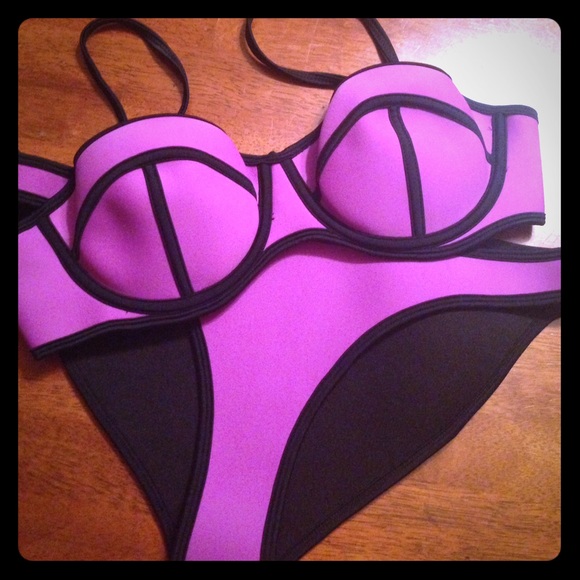 Purple and black bikini