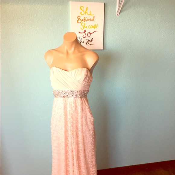 My Michelle Pink Lace Prom Dress