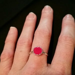 Silpada Sterling Silver & Pink Ring Sz 7 *RETIRED*