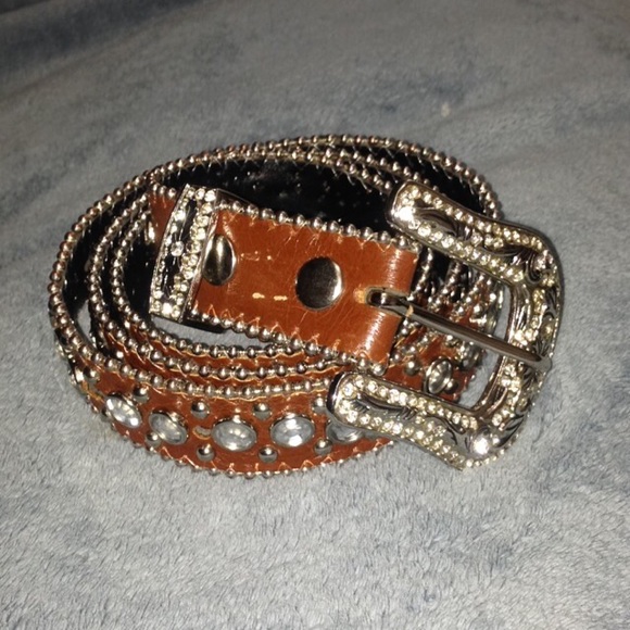 Genuine Brown & Silver Western Belt // Size Medium