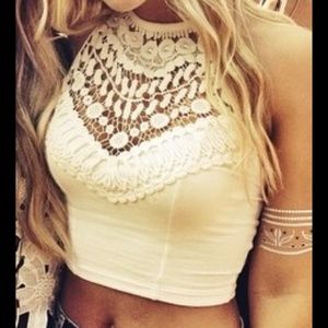 LF crop top with crochet detailing