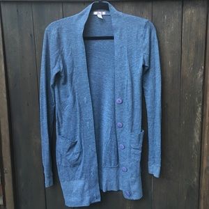 Long grey button up sweater