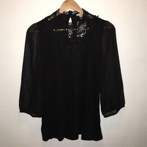 Black lace and chiffon H&M blouse