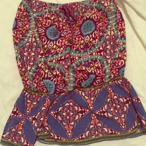 Abstract Strapless Top