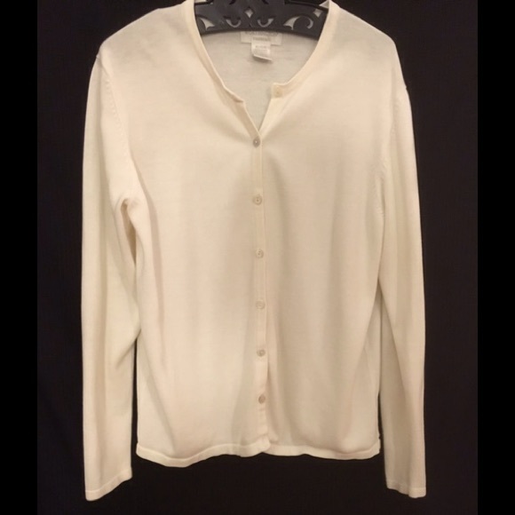 Worthington Sweaters - Simple White Button Down Cardigan
