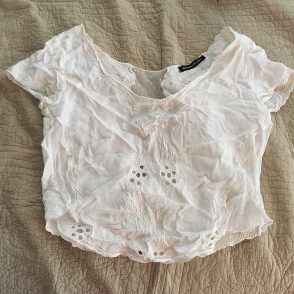 White lacy crop top