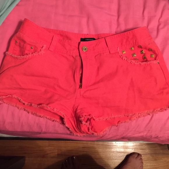 Red shorts with gold studs from forever 21
