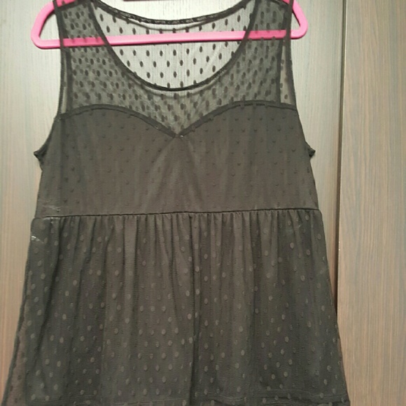 Black sheer retro tank top