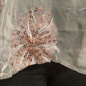 Free people sheer tank top with embellishment