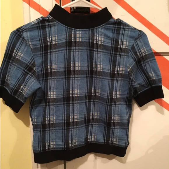 Plaid mini turtle neck crop top