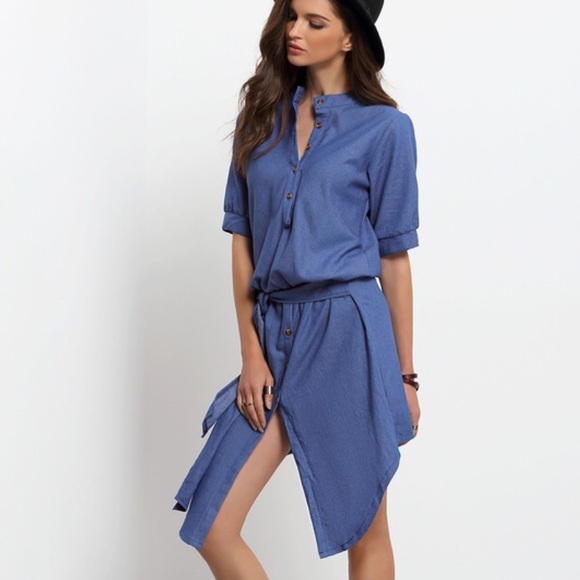 🎉BOGO 🎉NWT Chambray Button Down Wrap Dress - Picture 4 of 4