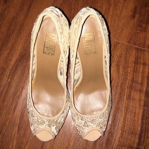 Fabulous nude/pink lace stilettos with platform