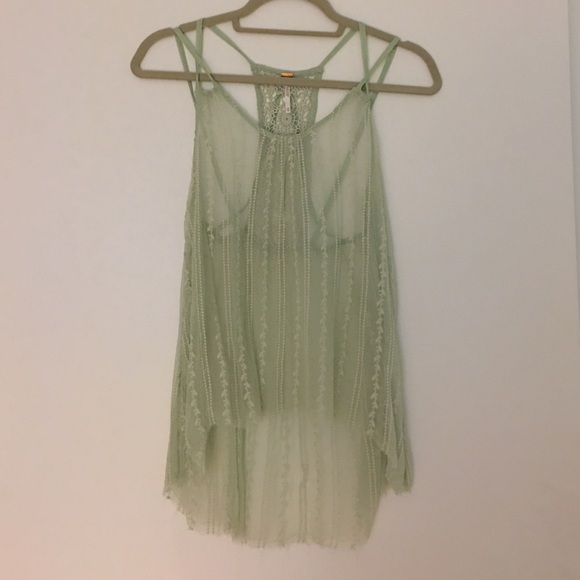 Free People sheer light green tank top