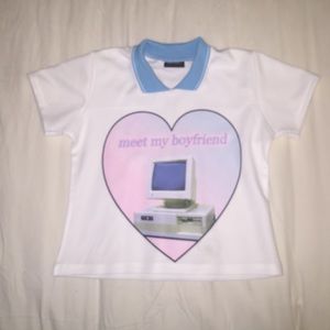 Funny "Meet My Boyfriend" Computer Crop Top