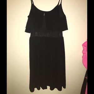 Little black dress sheer mid drift area, black, XS
