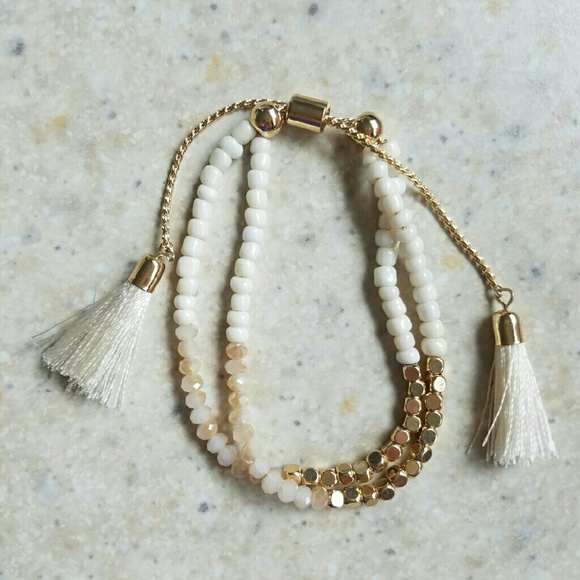 SOLD Rose Quartz & Gold beaded bracelet