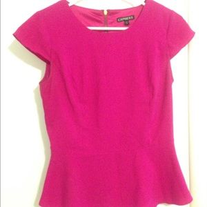 Express pink blouse with small peplum.