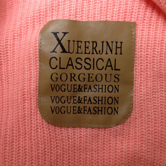 Coral Pink Knitted Pocket Sweatshirt - Picture 3 of 3