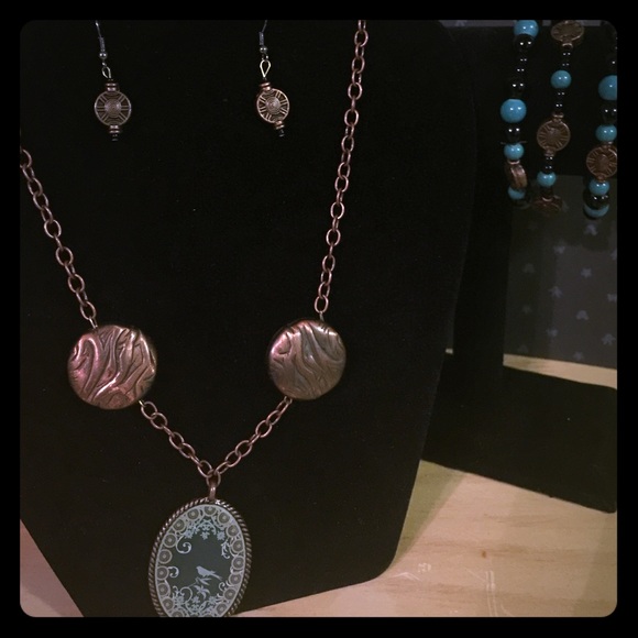 Handmade necklace and earring set