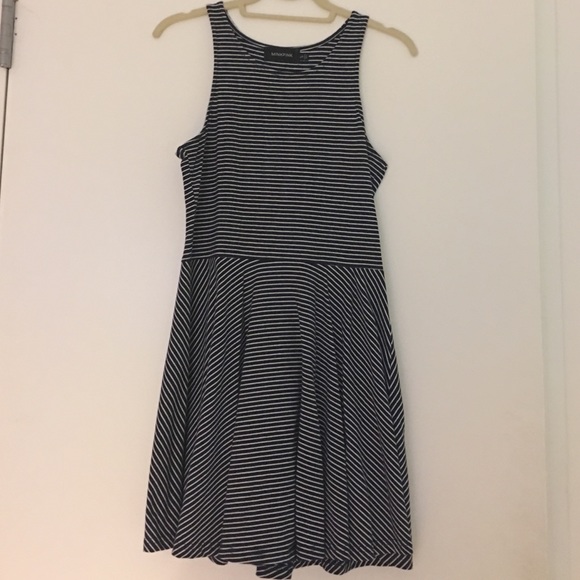 MINKPINK navy and white striped dress