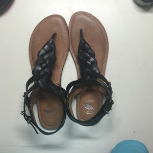 Black cross gladiator sandals