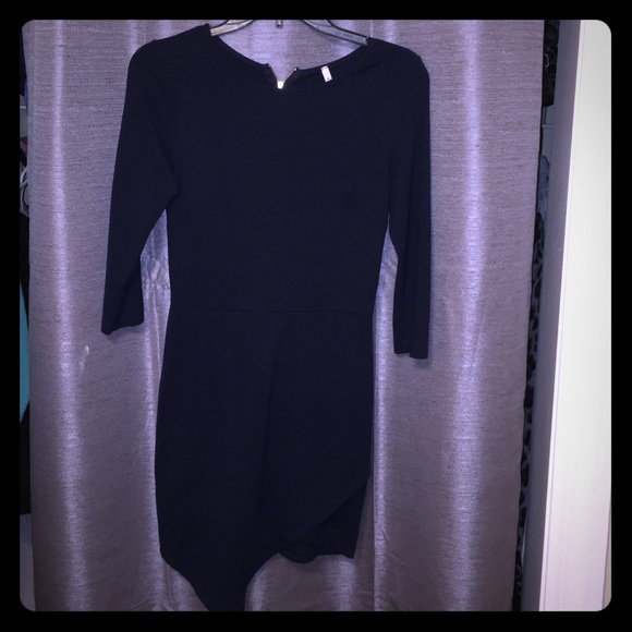 Navy asymmetrical bodycon dress