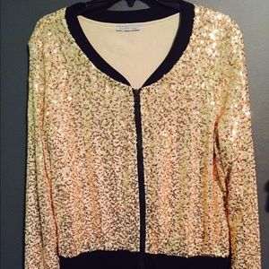 Charlotte Russe Gold sequin zip-up jacket