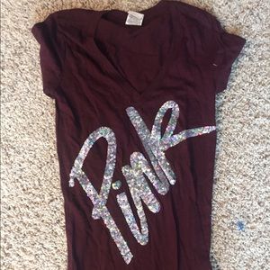 Maroon Victoria's Secret, love pink v neck