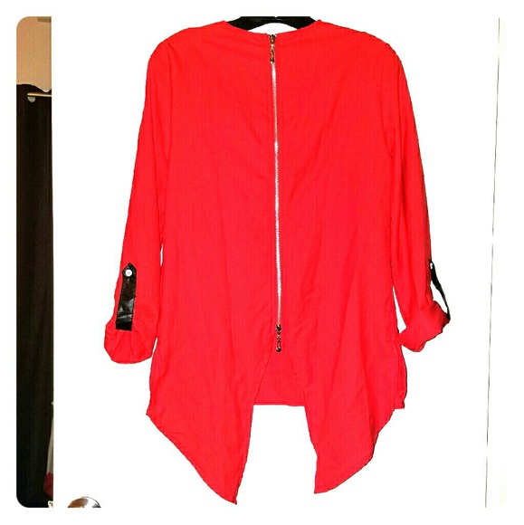 Womans❤ RED ❤Back Zipper - Casual Blouse