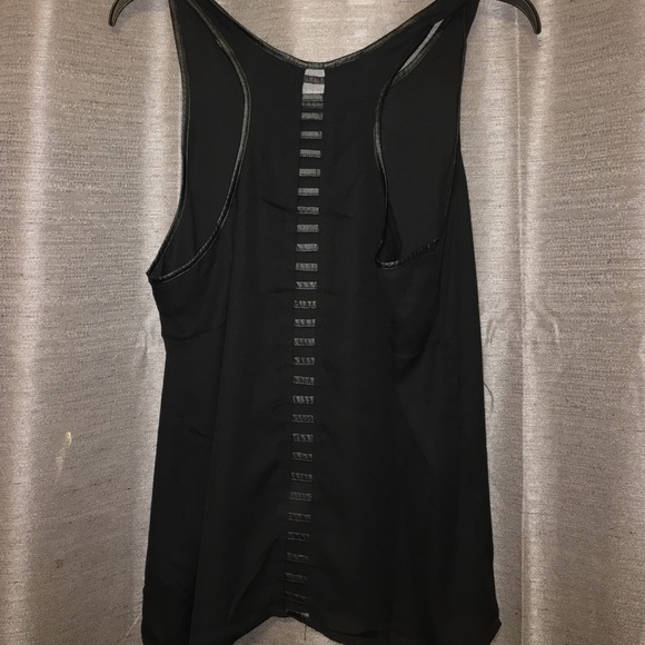 Sheer black faux leather trim tank
