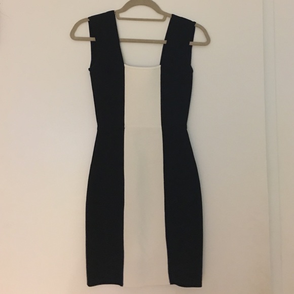 BCBG black and white body con dress