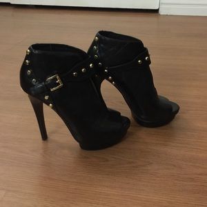 Gold studded peep toe booties Michael Kors