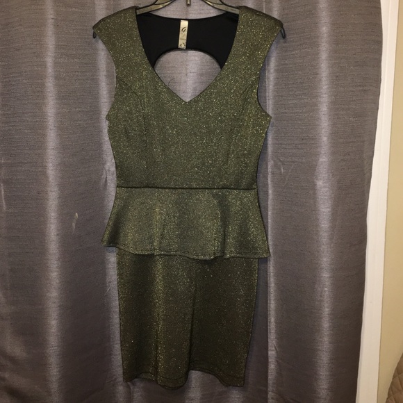 Peplum gold glitter party dress