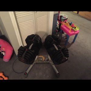 Bow flex Dumbbells and stand