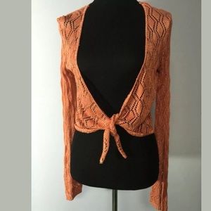 Worthington orange metallic blend shrug sweater
