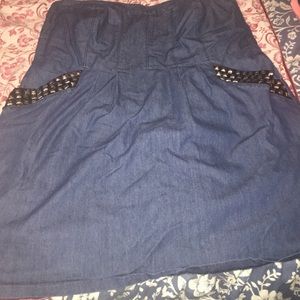 Mini dress blue jeans with studs