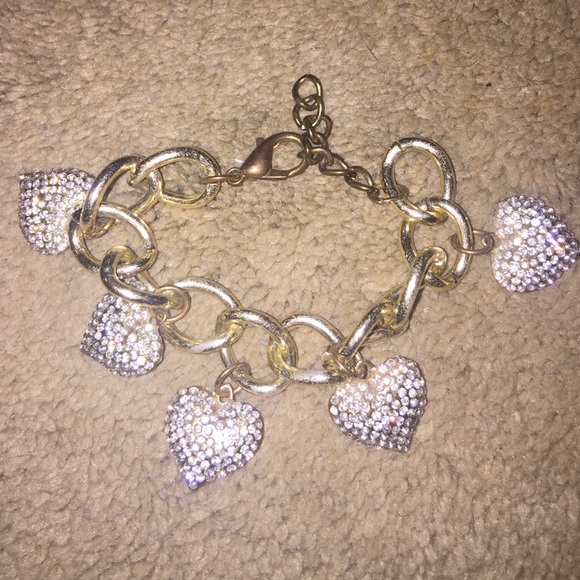 Crystal heart charm bracelet