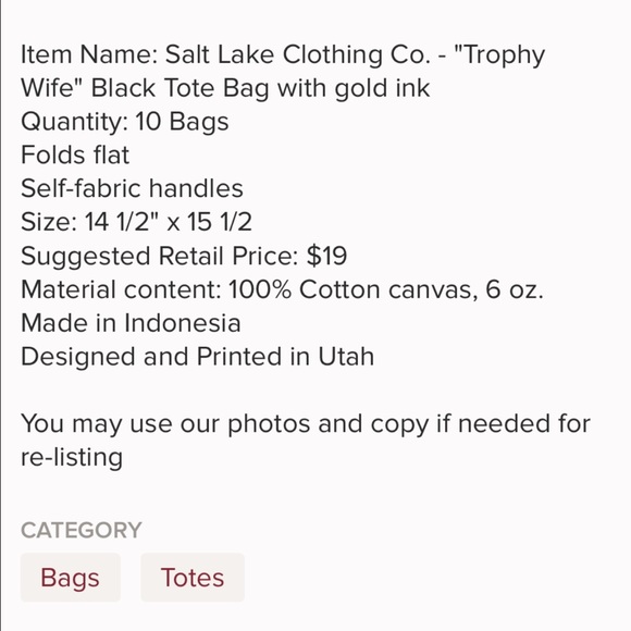 ‼️ CLOSEOUT‼️ 1LEFT  🎉HP x2🎉Trophy Wife Tote#2 - Picture 3 of 4