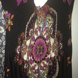 Tribal print black mini dress