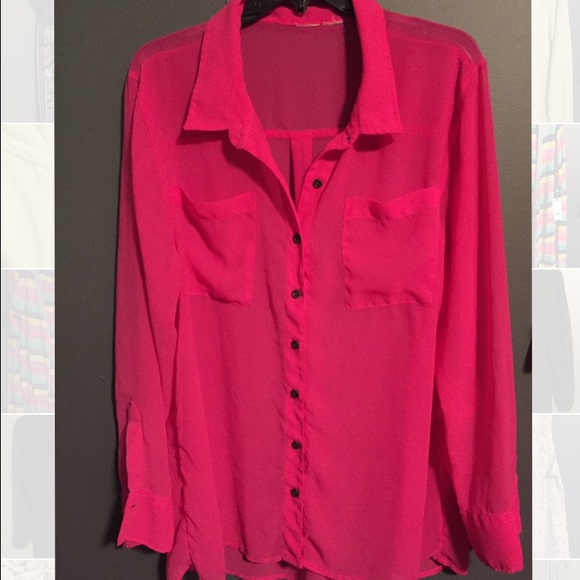 Hot pink sheer blouse